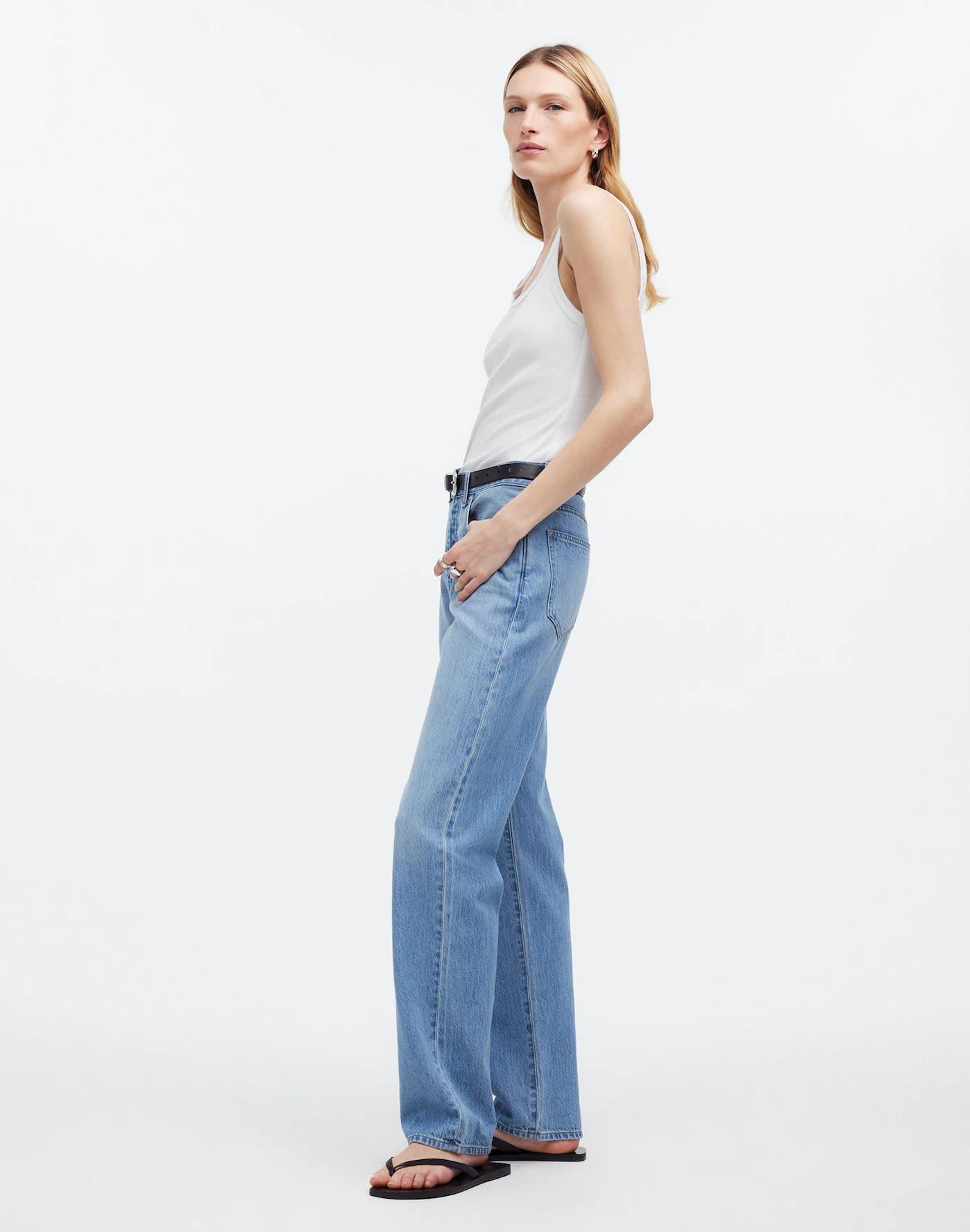 Petite Low-Slung Straight Jeans Product Image