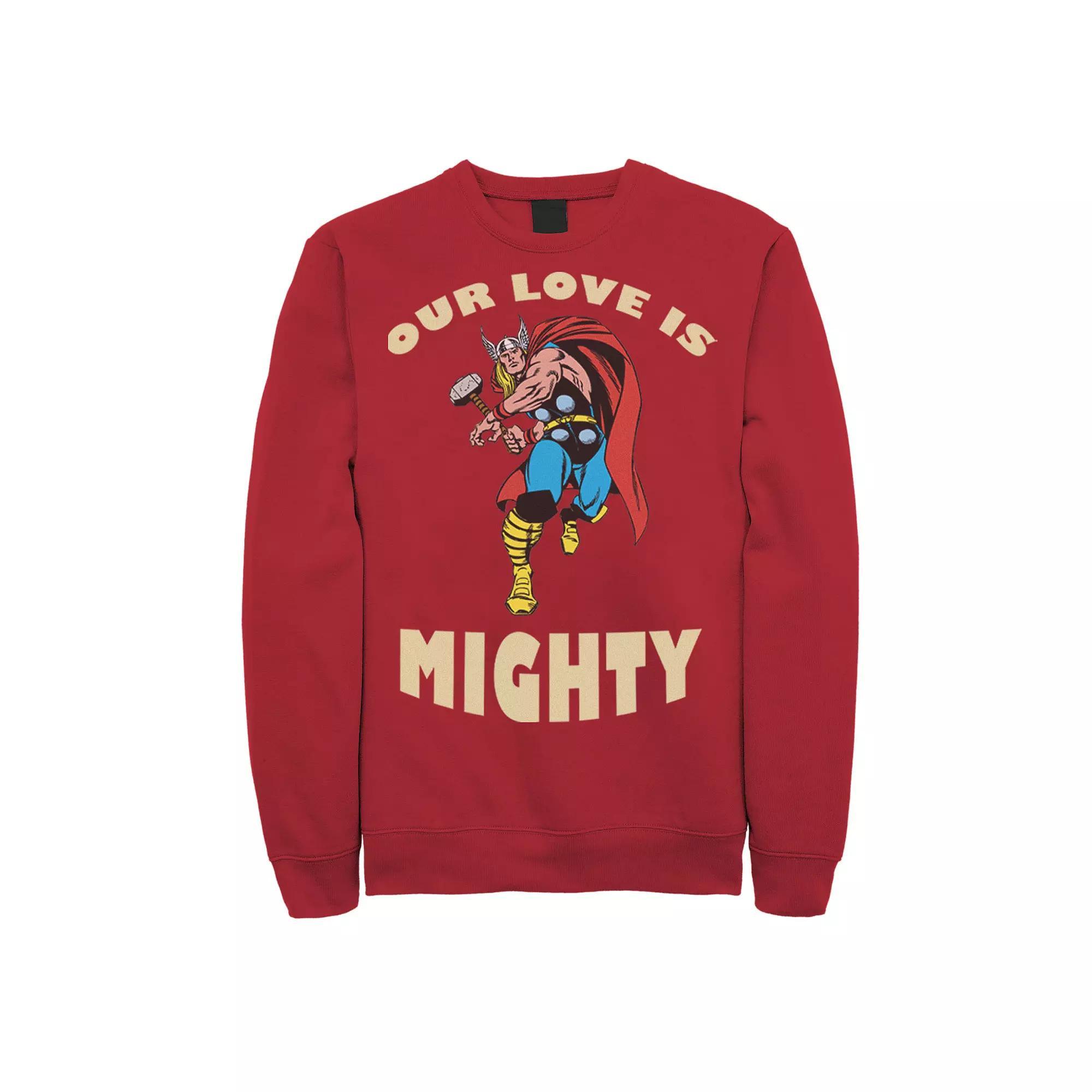 Men's Marvel Mighty Love Valentines Day Sweatshirt, Size: Large, Red Product Image