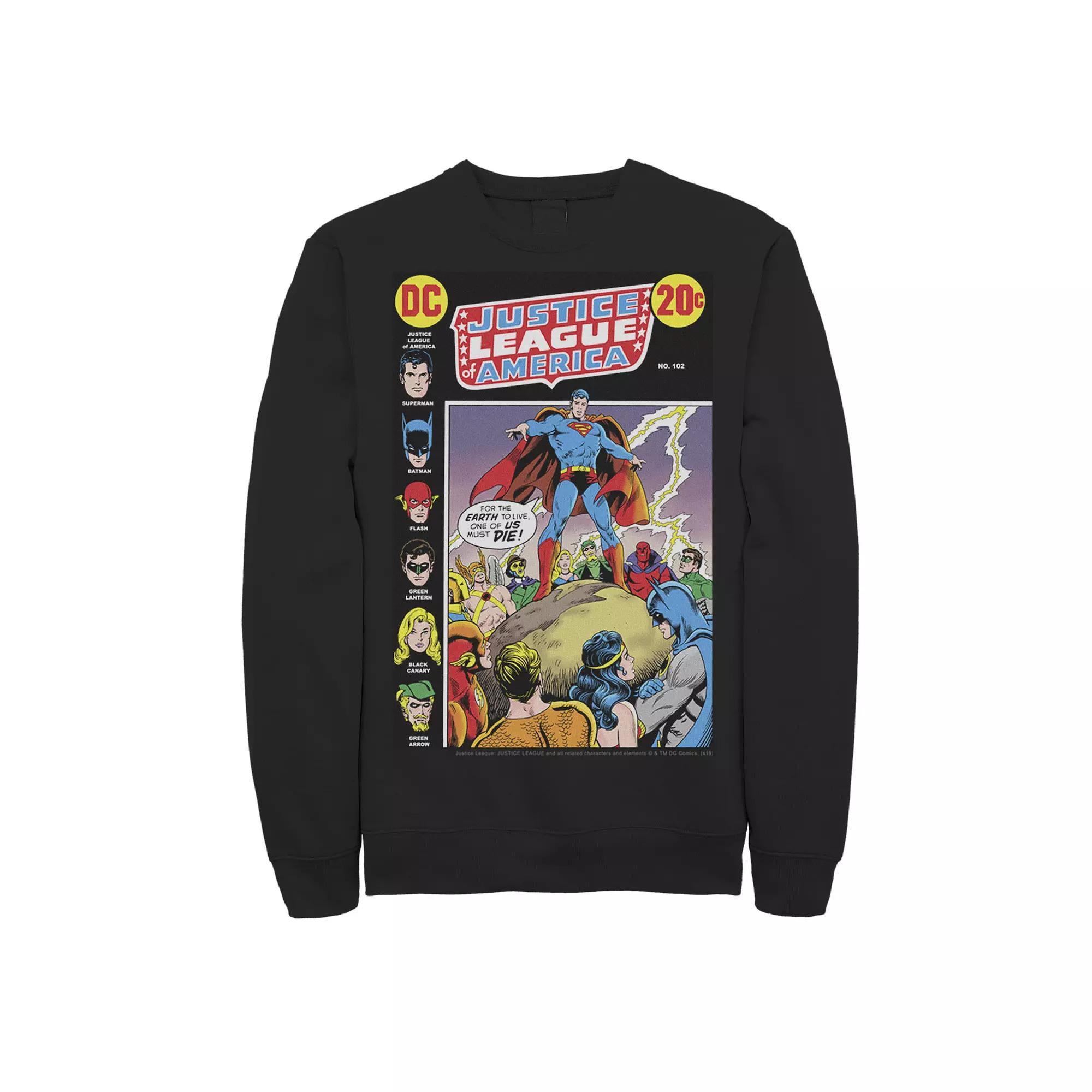 Men's DC Comics Justice League America Comic Cover Sweatshirt, Size: Large, Black Product Image