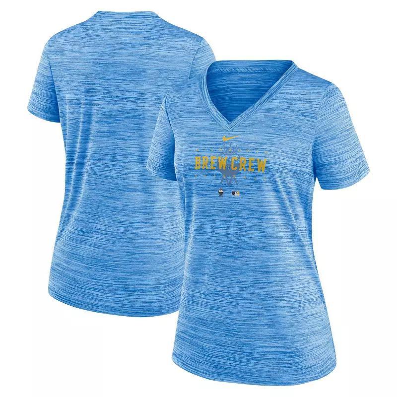 Womens Nike Powder Blue Milwaukee Brewers City Connect Velocity Practice Performance V-Neck T-Shirt Product Image