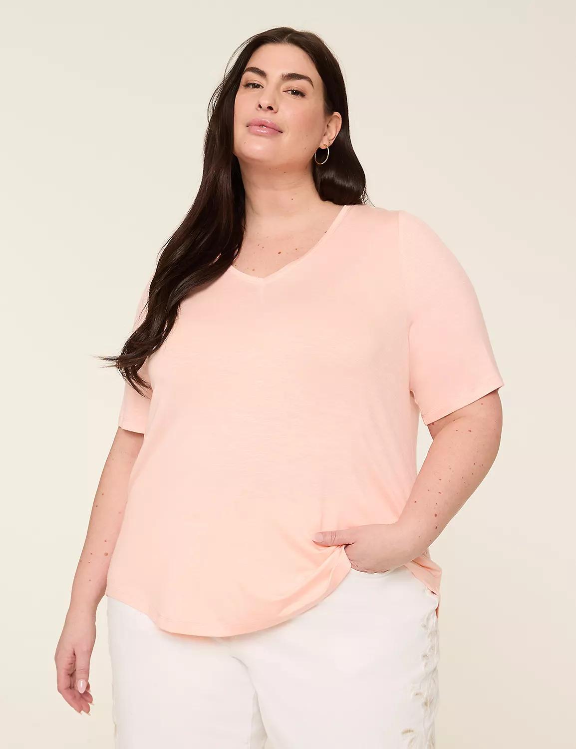 Perfect Sleeve V-Neck Curved-Hem Tee Product Image