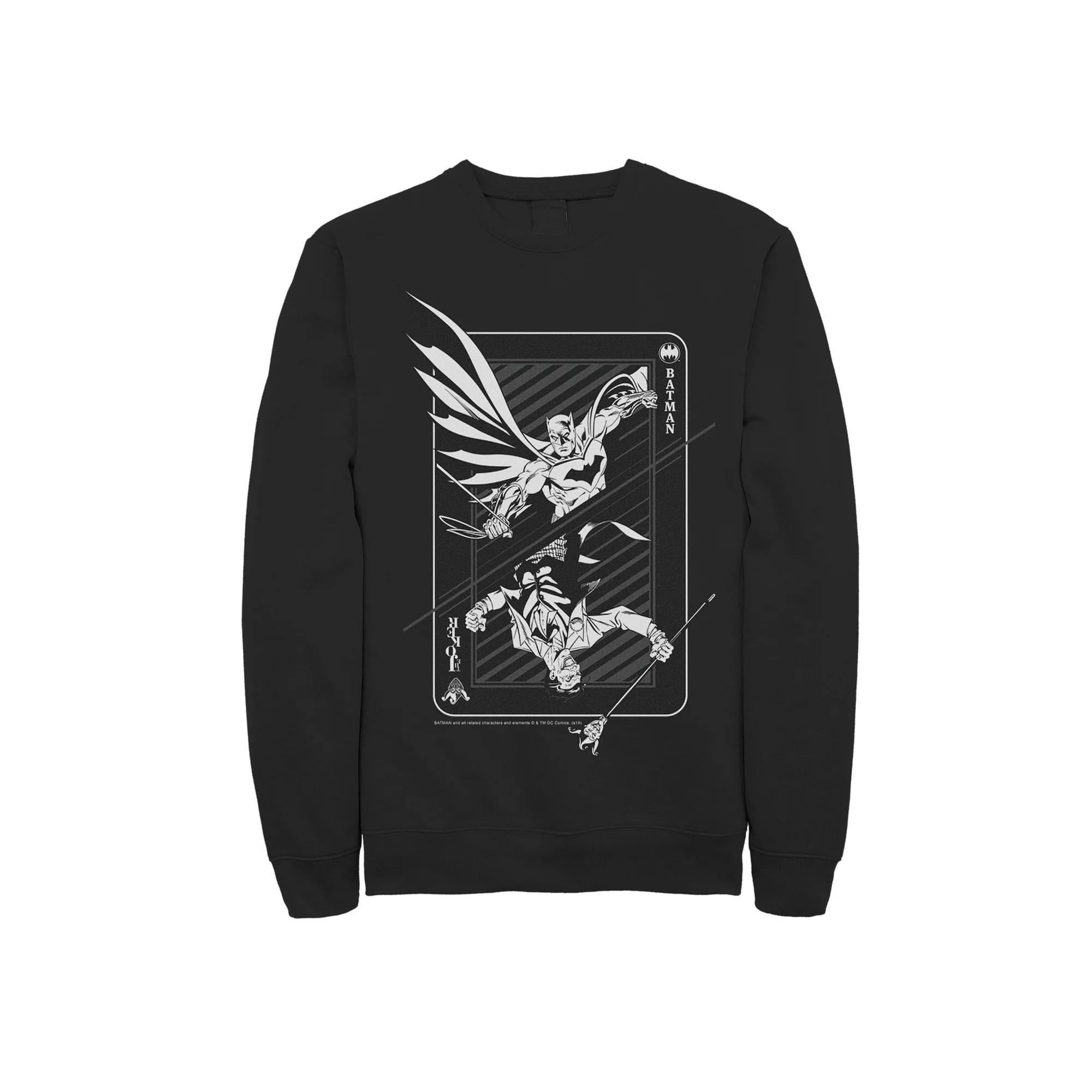 Men's DC Comics Batman And Joker Card Poster Sweatshirt,  Product Image