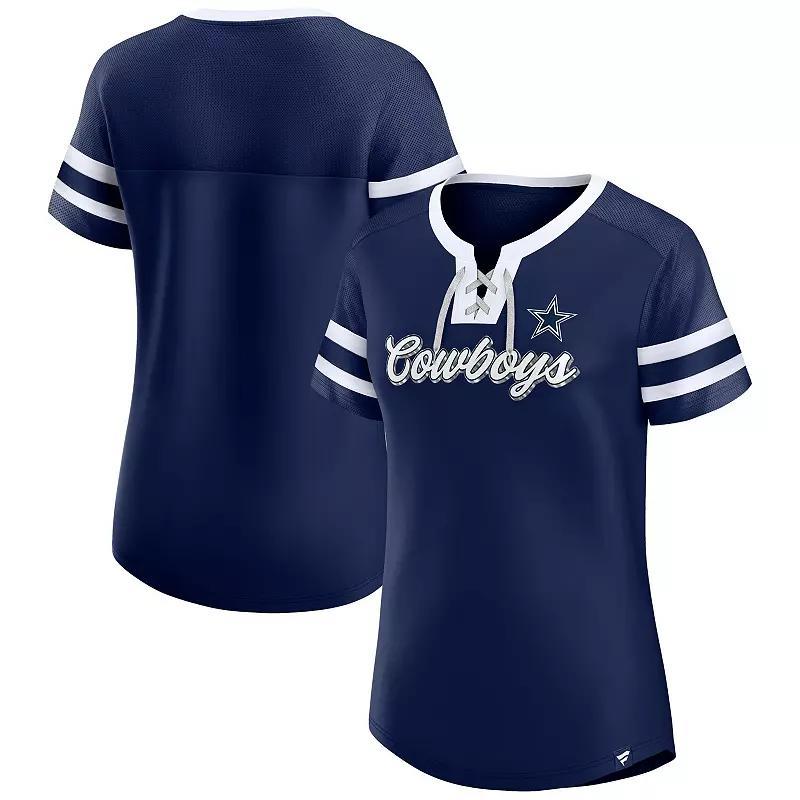 Women's Fanatics Branded Navy Dallas Cowboys Original State Lace-Up T-Shirt, Size: XS, Blue Product Image