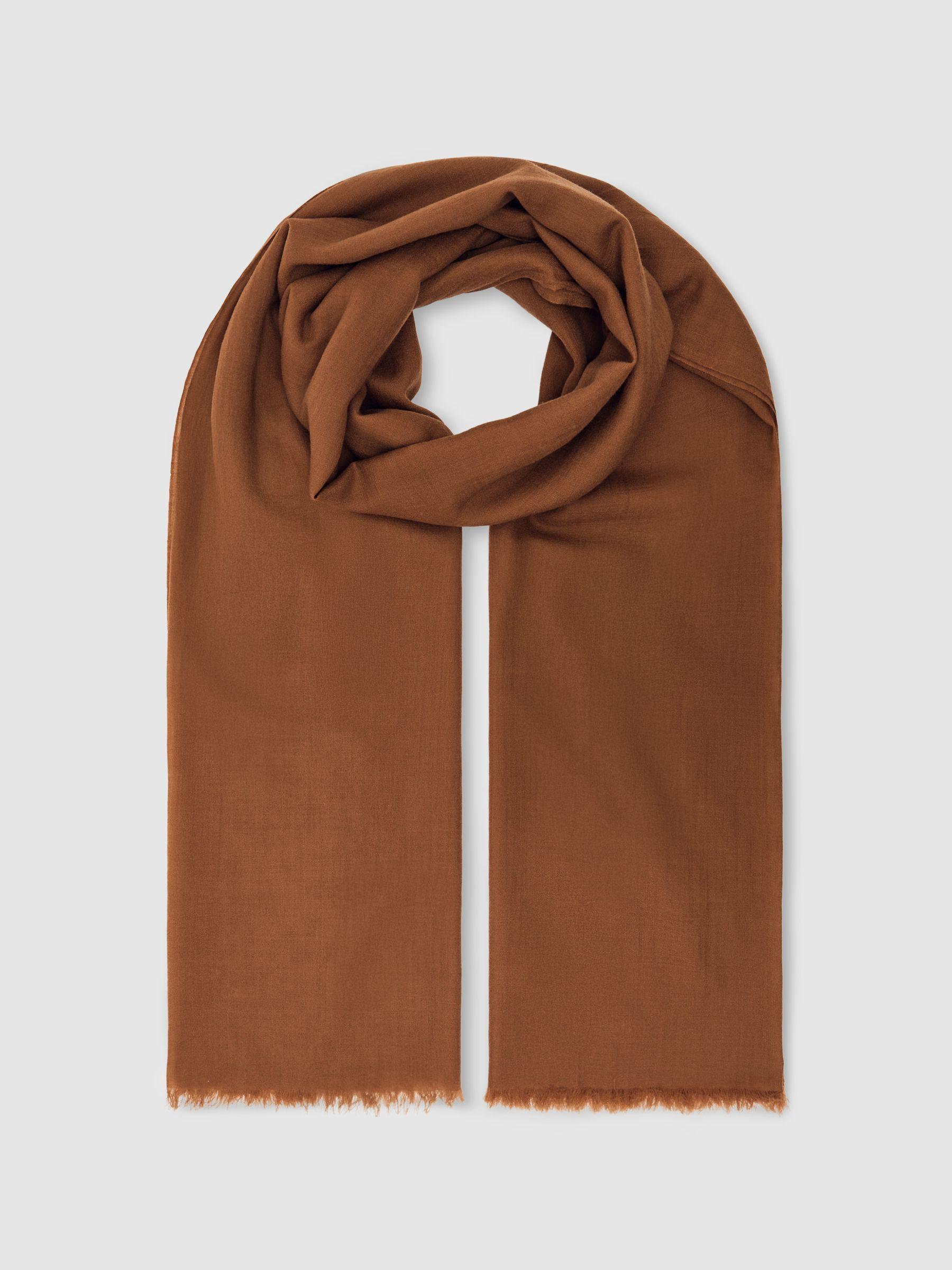 Wool-Cashmere Lightweight Scarf in Camel Product Image