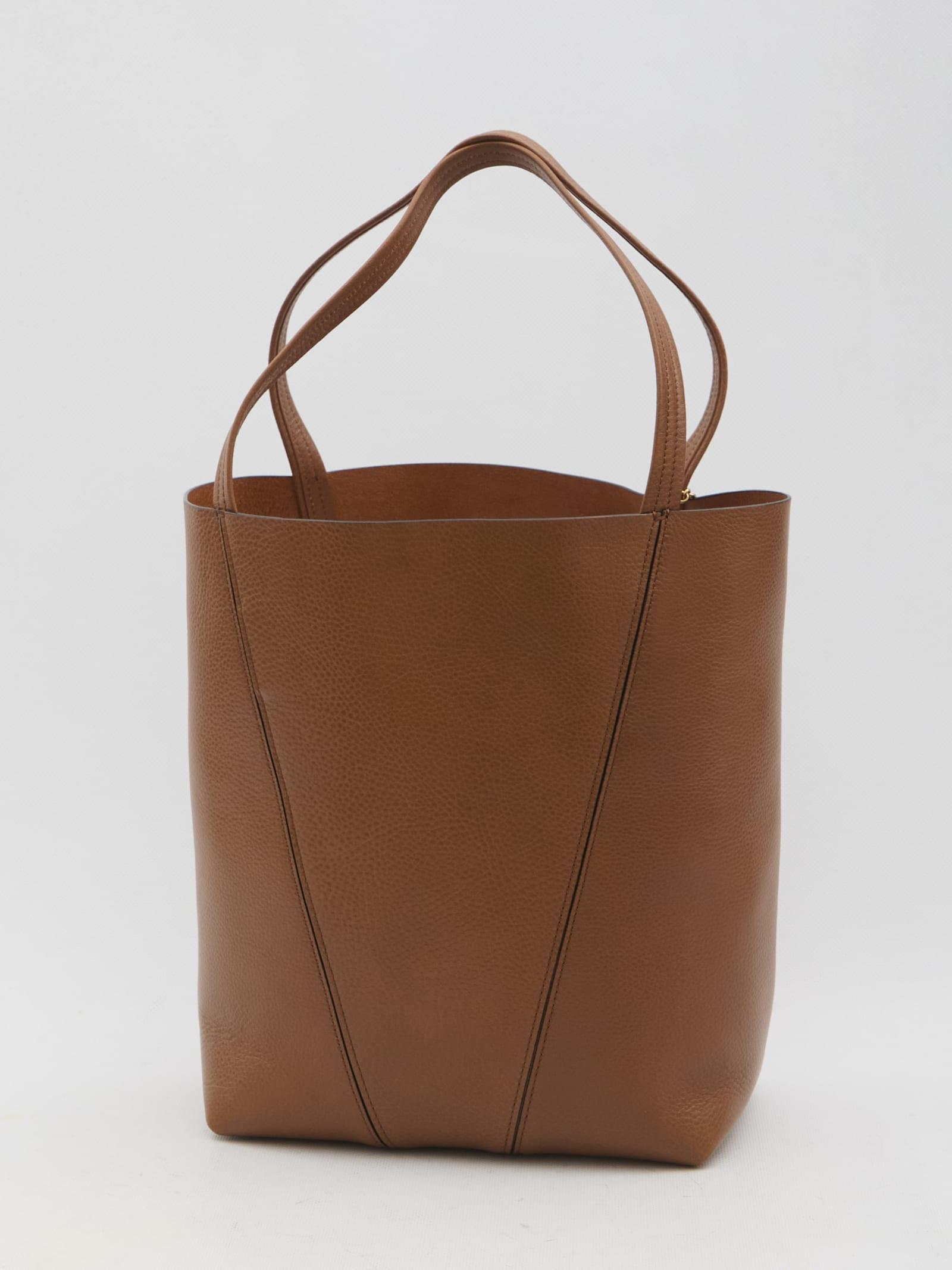 CHLOÉ Caramel Leather Spin Shopping Bag In Brown Product Image