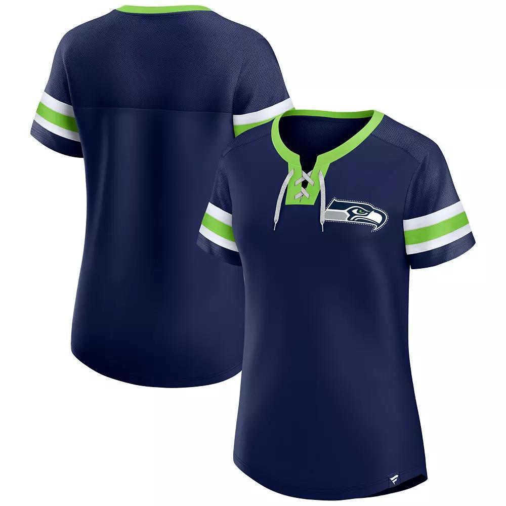 Women's Fanatics College Navy Seattle Seahawks Lace-Up Bling T-Shirt,  Product Image