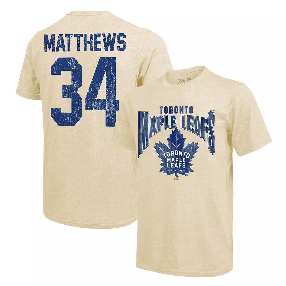 Men's Majestic Threads Auston Matthews Cream Toronto Maple Leafs Dynasty Name & Number Tri-Blend T-Shirt,  Product Image