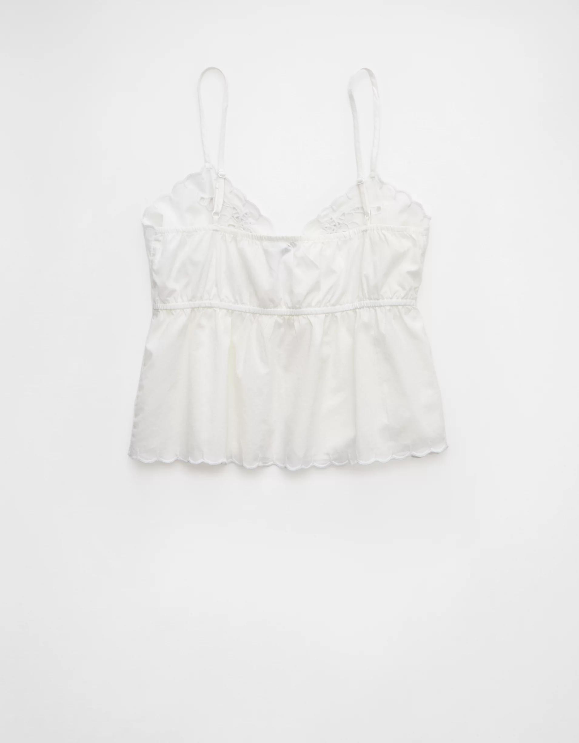 AE Tie Front Embroidered Tank Top Product Image