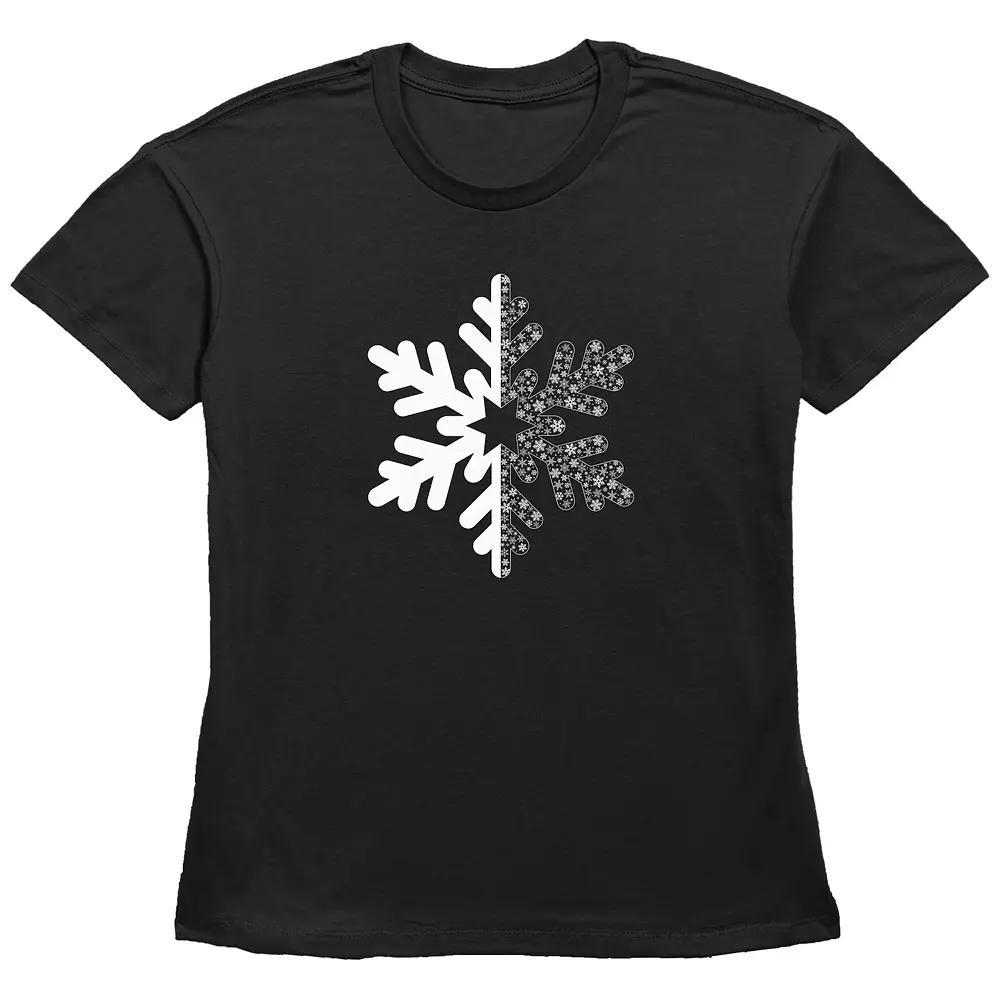 Women's Snowflake Graphic Tee, Size: XXL, Black Product Image