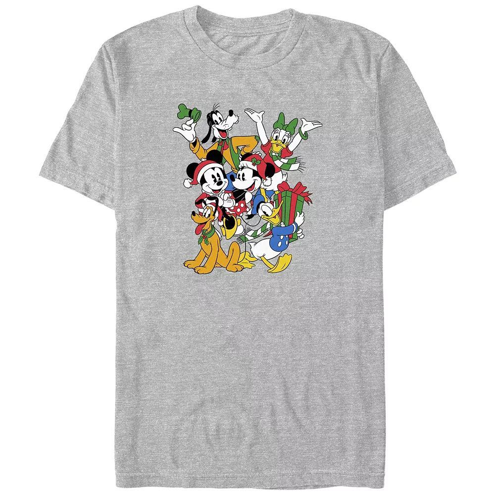 Disney's Mickey Mouse And Friends Christmas Gathering Big & Tall Graphic Tee, Men's, Size: 3XL Tall, Athletic Grey Product Image