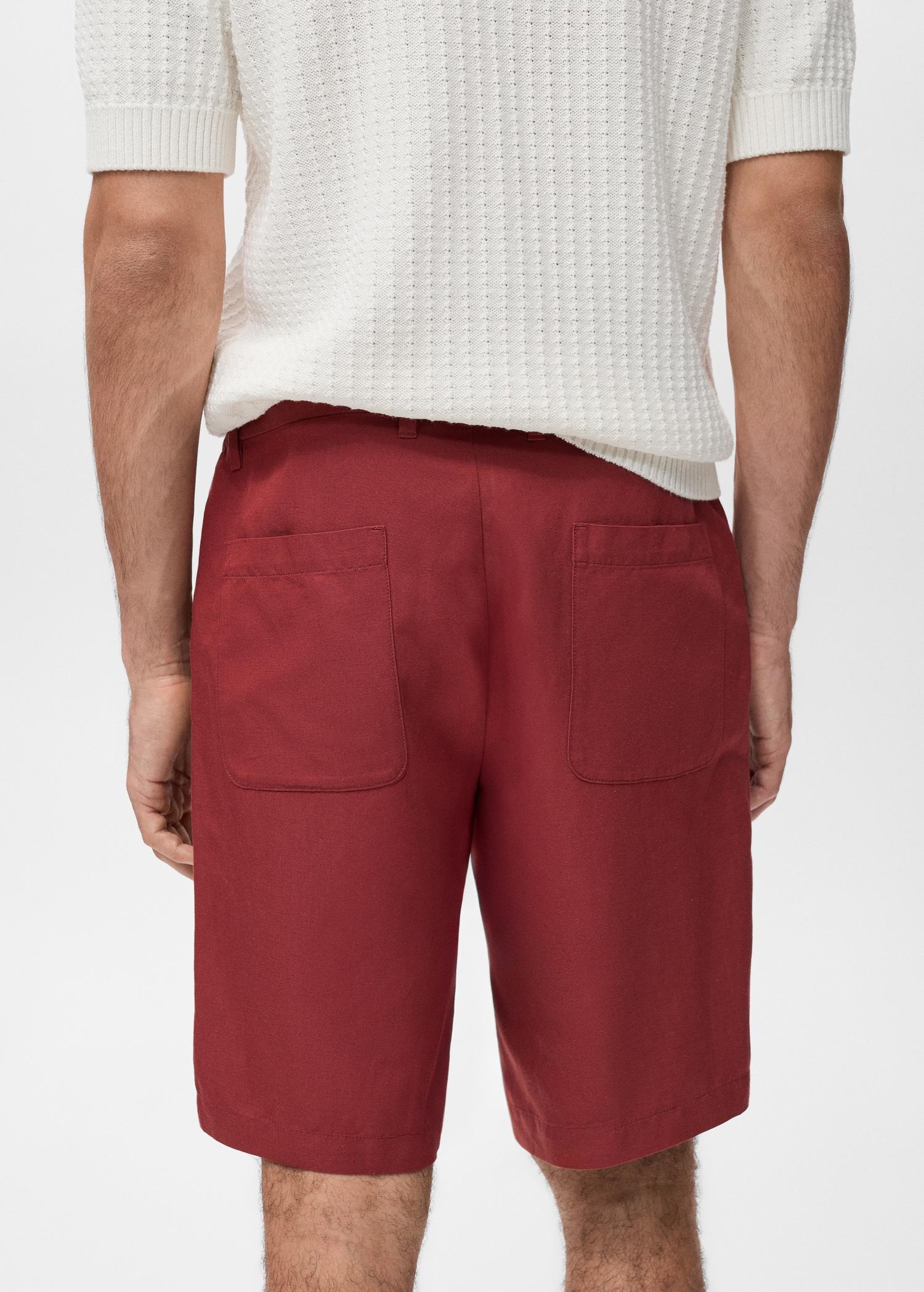Linen-blend shorts with an elastic waistband - Men | MANGO USA Product Image