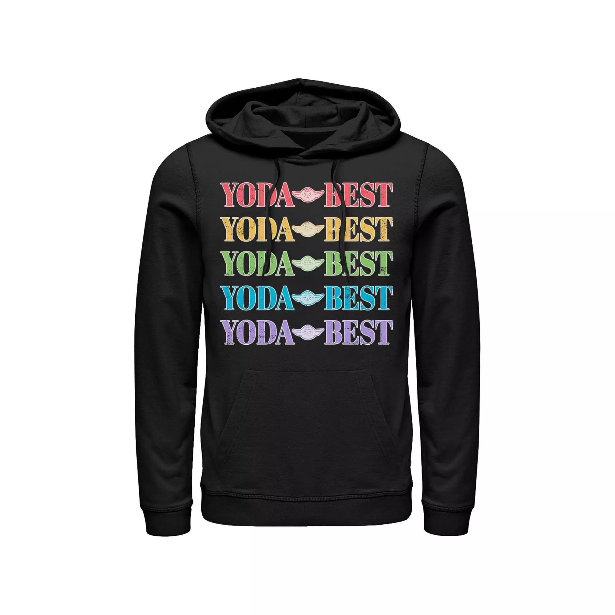 Men's Star Wars Pride Yoda Best Rainbow Text Stack Graphic Hoodie,  Product Image