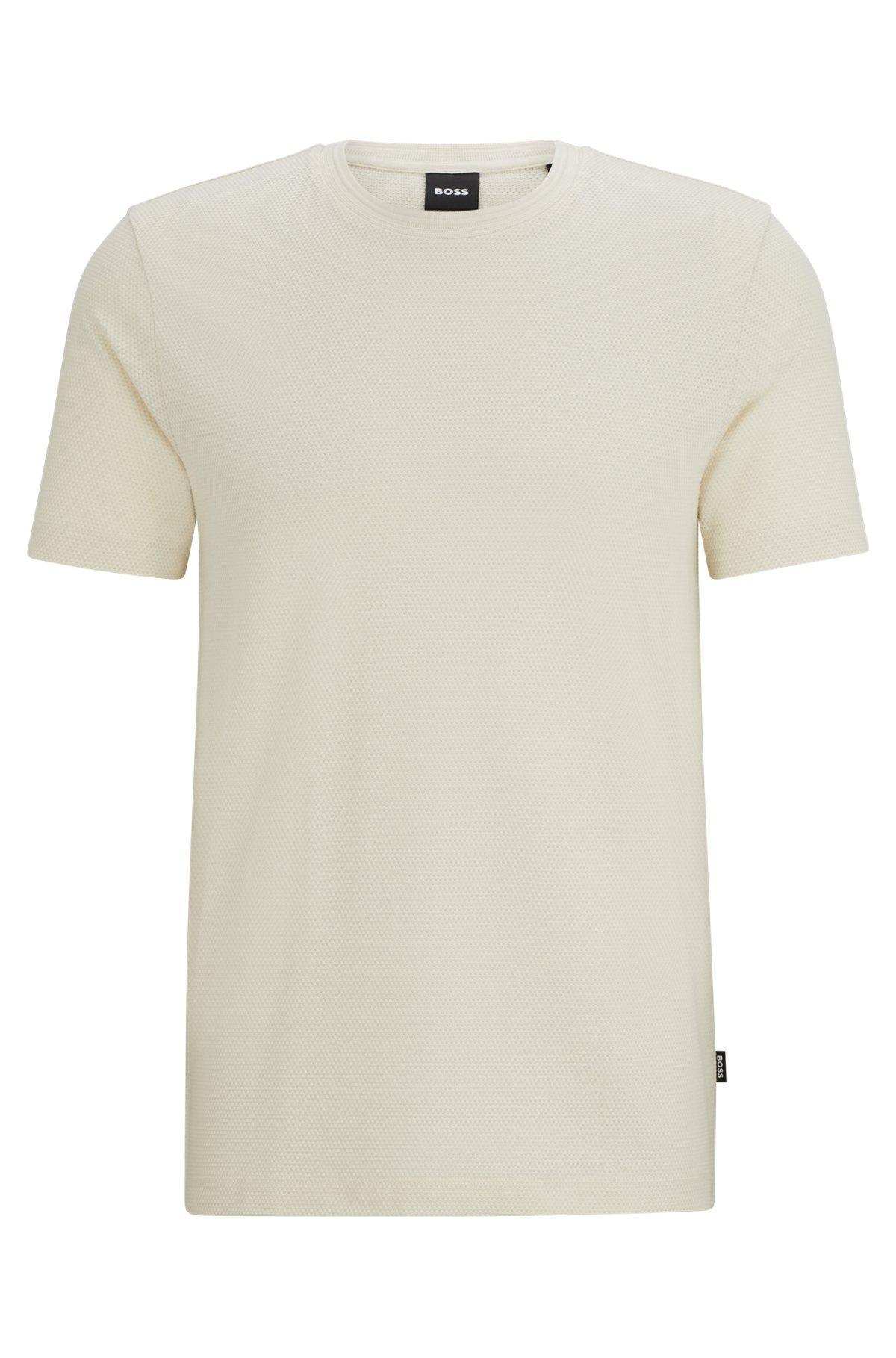 BOSS -  T-shirt with bubble-jacquard structure - White Product Image