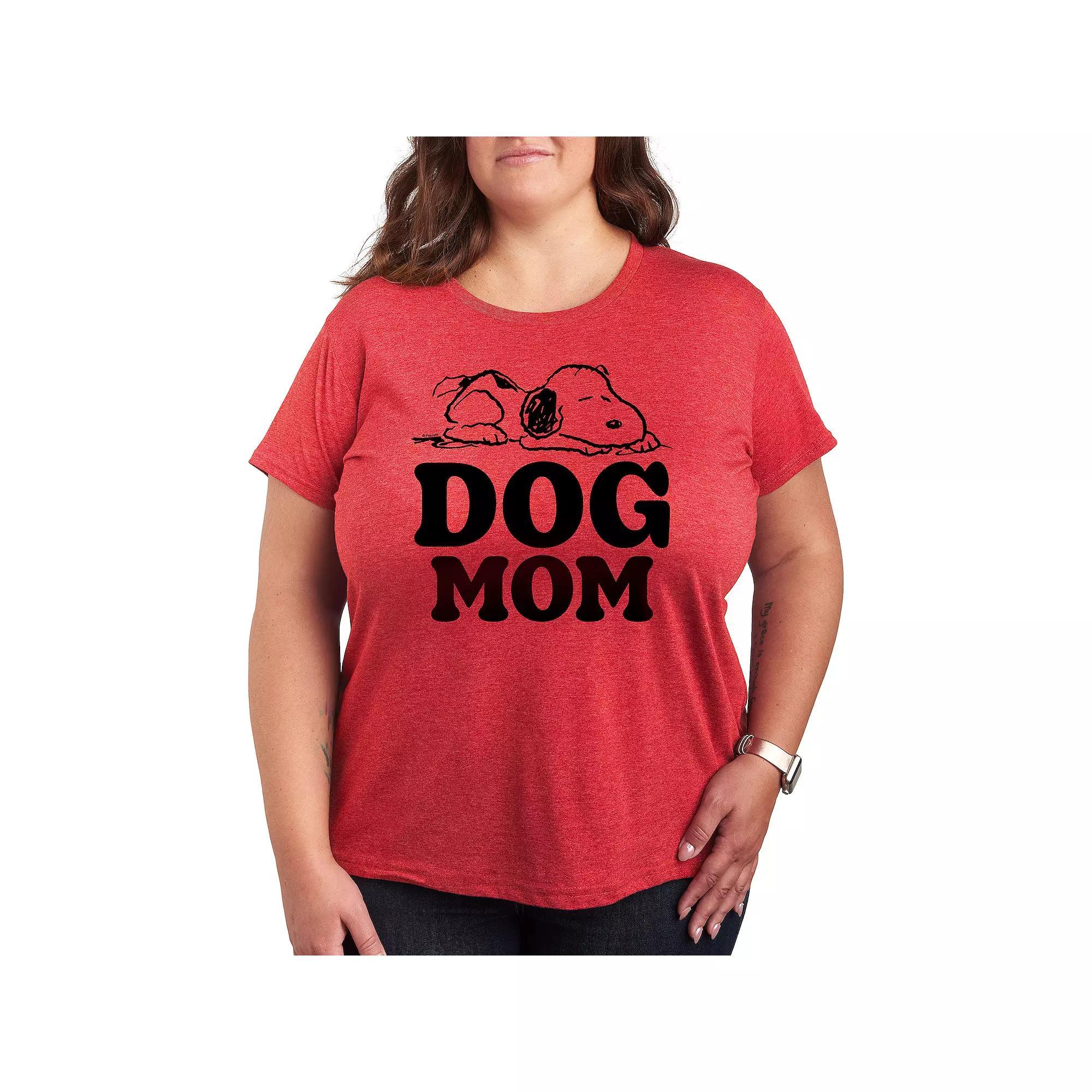 Plus Peanuts Snoopy Dog Mom Graphic Tee, Women's, Size: 3XL, Grey Red Product Image