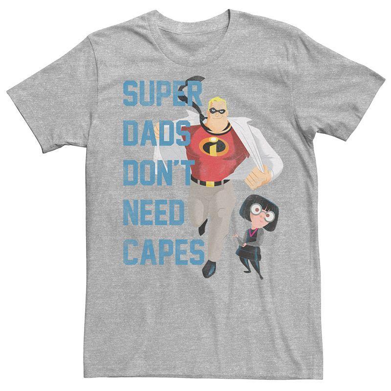 Disney / Pixars The Incredibles Mens Super Dads Dont Need Capes Tee Athletic Grey Product Image