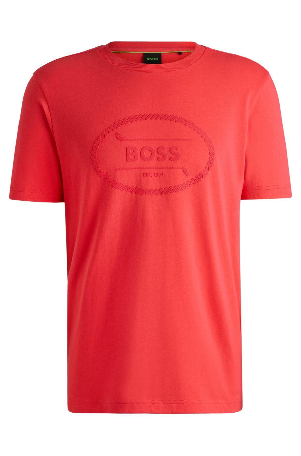 Cotton-jersey T-shirt with golf artwork and logo Product Image