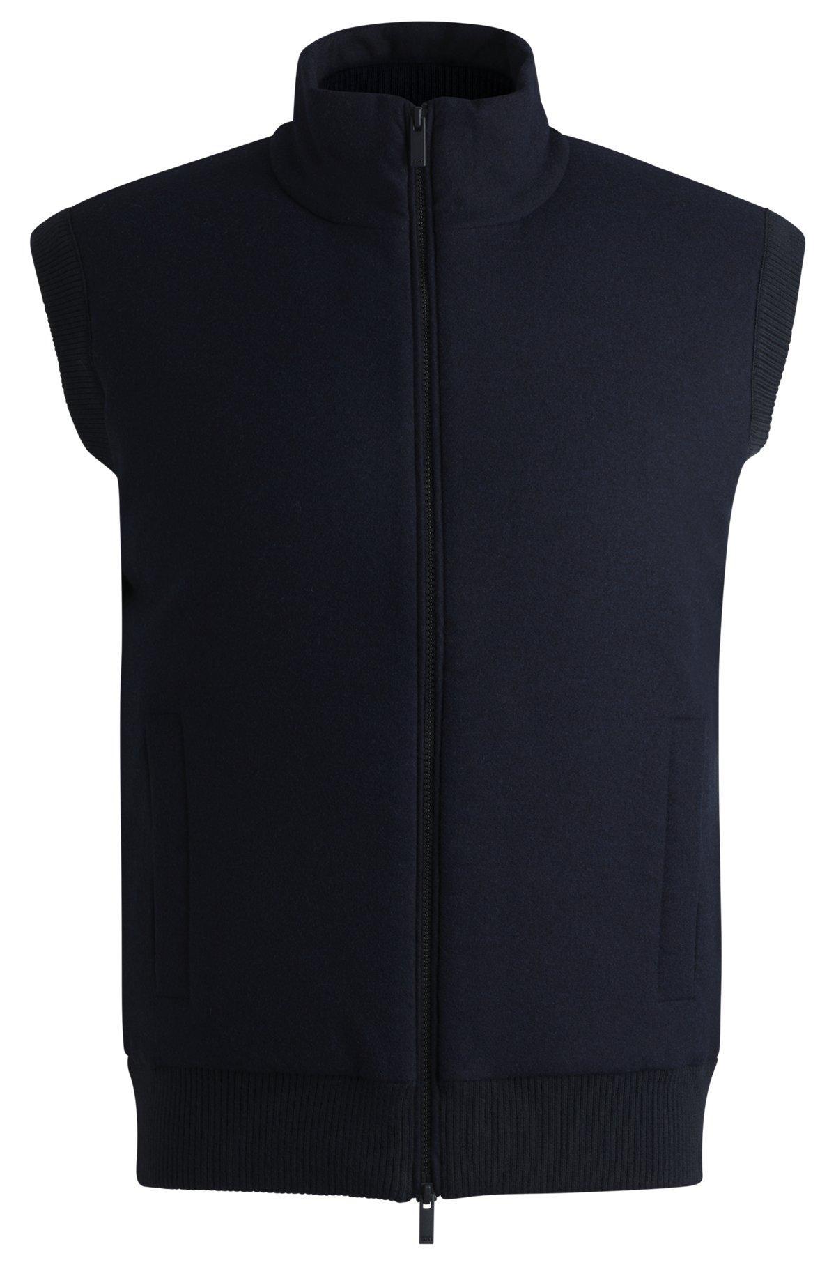 Regular-fit gilet with brushed-flannel front Product Image