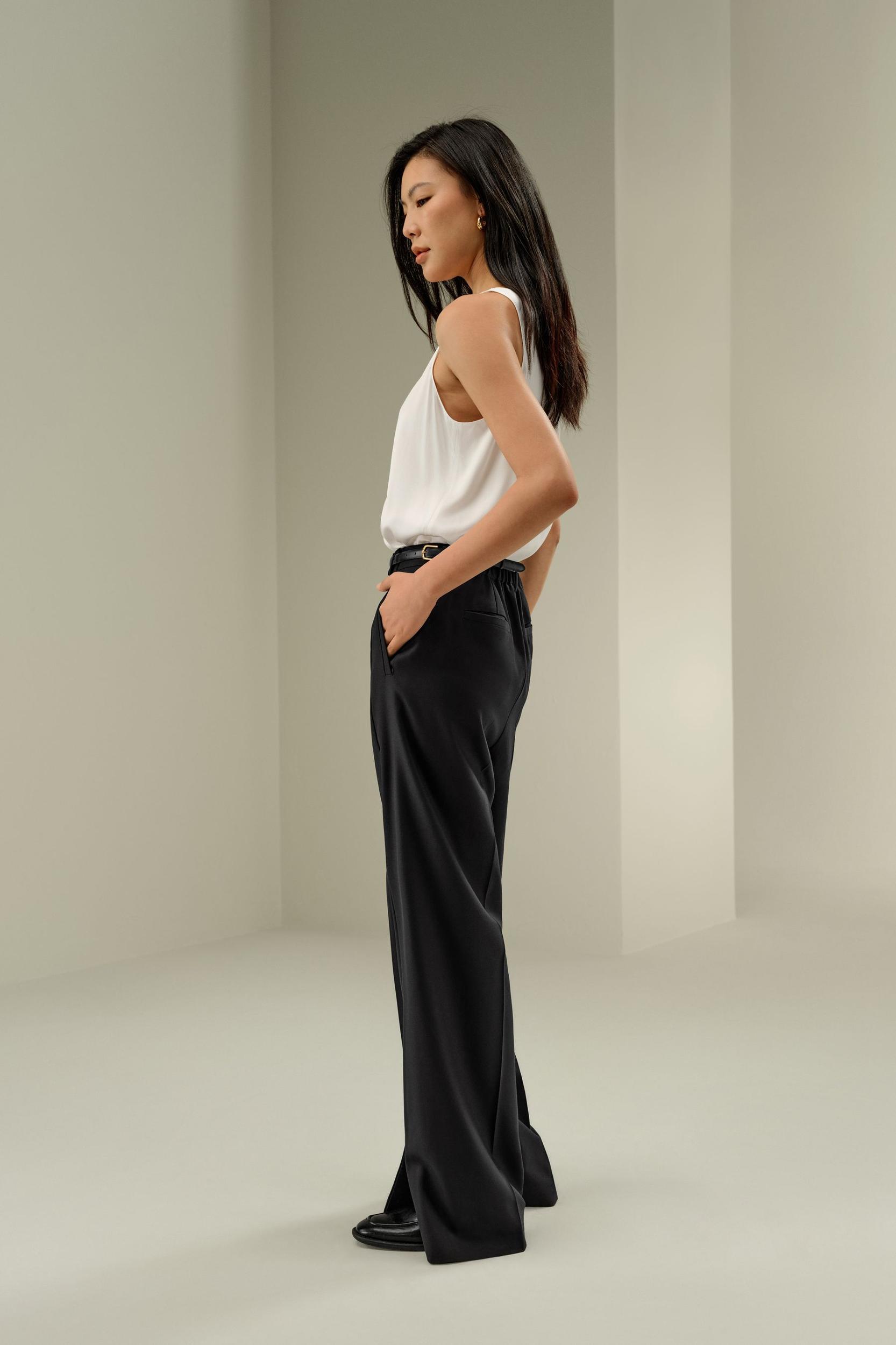 LILYSILK Women'S Wool Slacks - Black Wool Silk Blend - Ultimate Luxury Machine Washable Trousers 16 Product Image