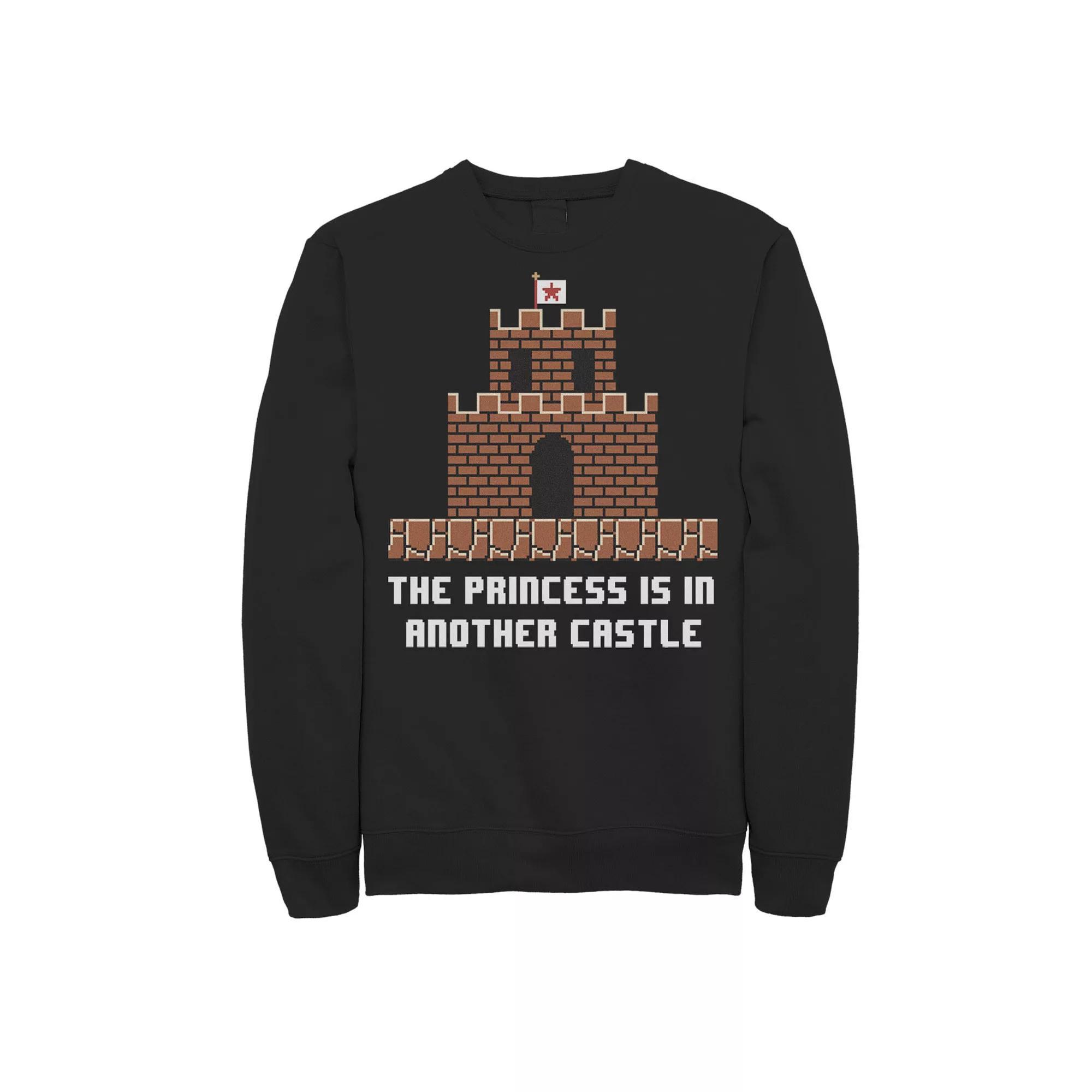 Men's Super Mario The Princess Is In Another Castle Sweatshirt, Size: XL, Black Product Image