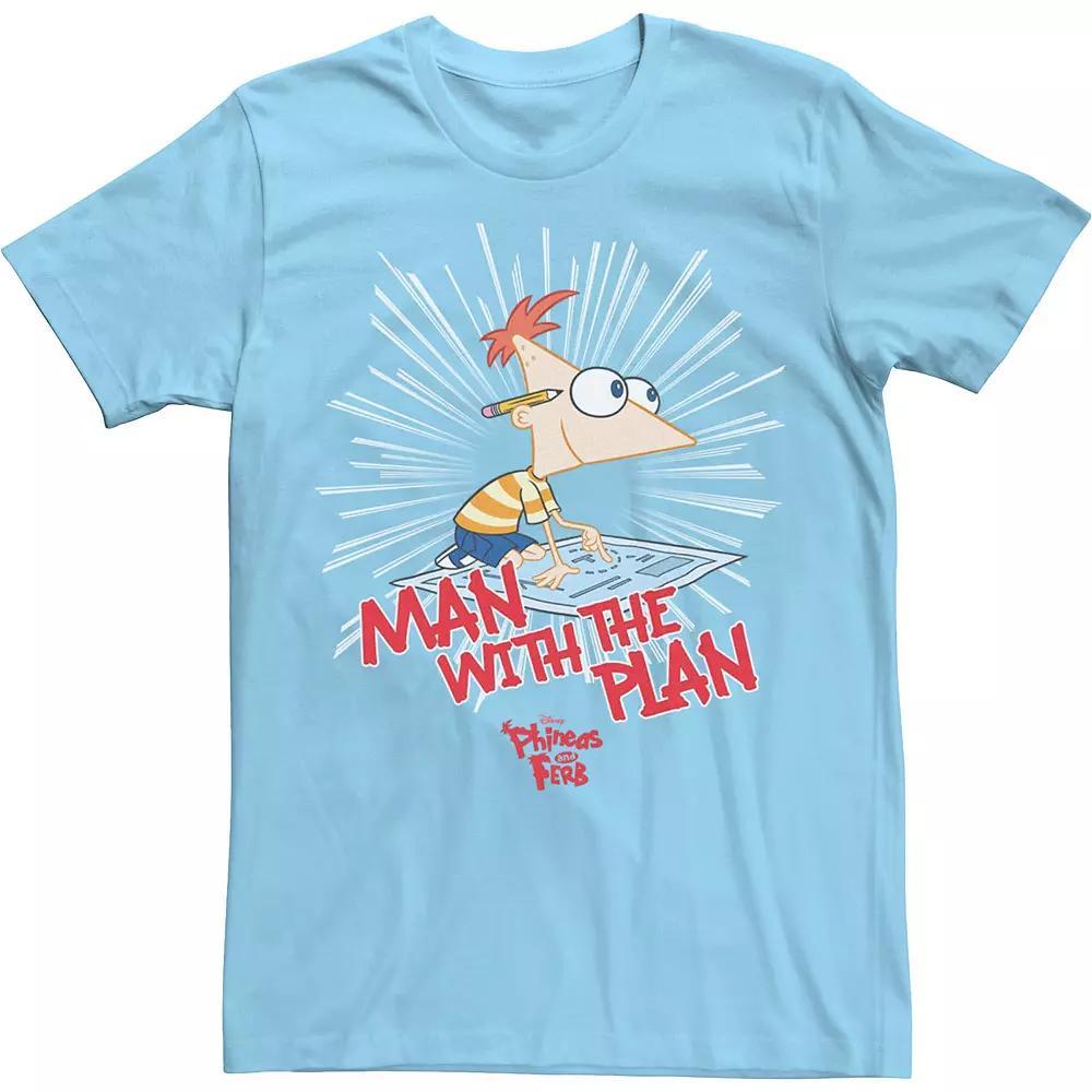 Disney's Phineas And Ferb Men's The Plan Man Tee, Size: XXL, Light Blue Product Image