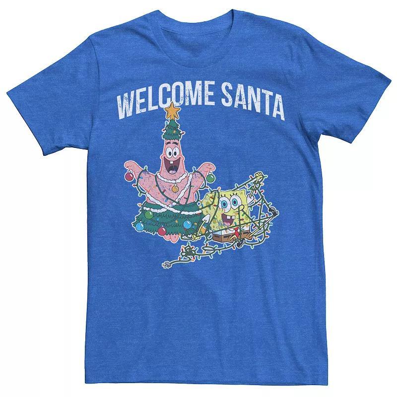 Men's Spongebob Squarepants Patrick Welcome Santa Tee, Size: Medium, Blue Product Image