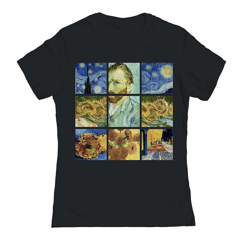 Junior's Van Gogh Squares Womens Graphic Tee, Girl's, Size: XXL, Black Product Image