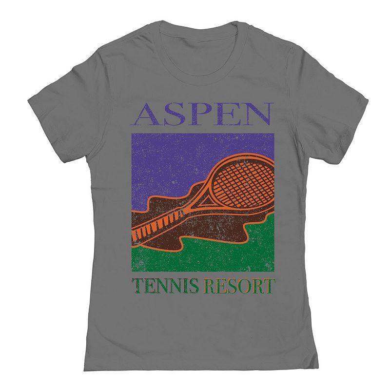 Juniors Aspen Tennis Resort Womens Graphic Tee, Girls Grey Product Image