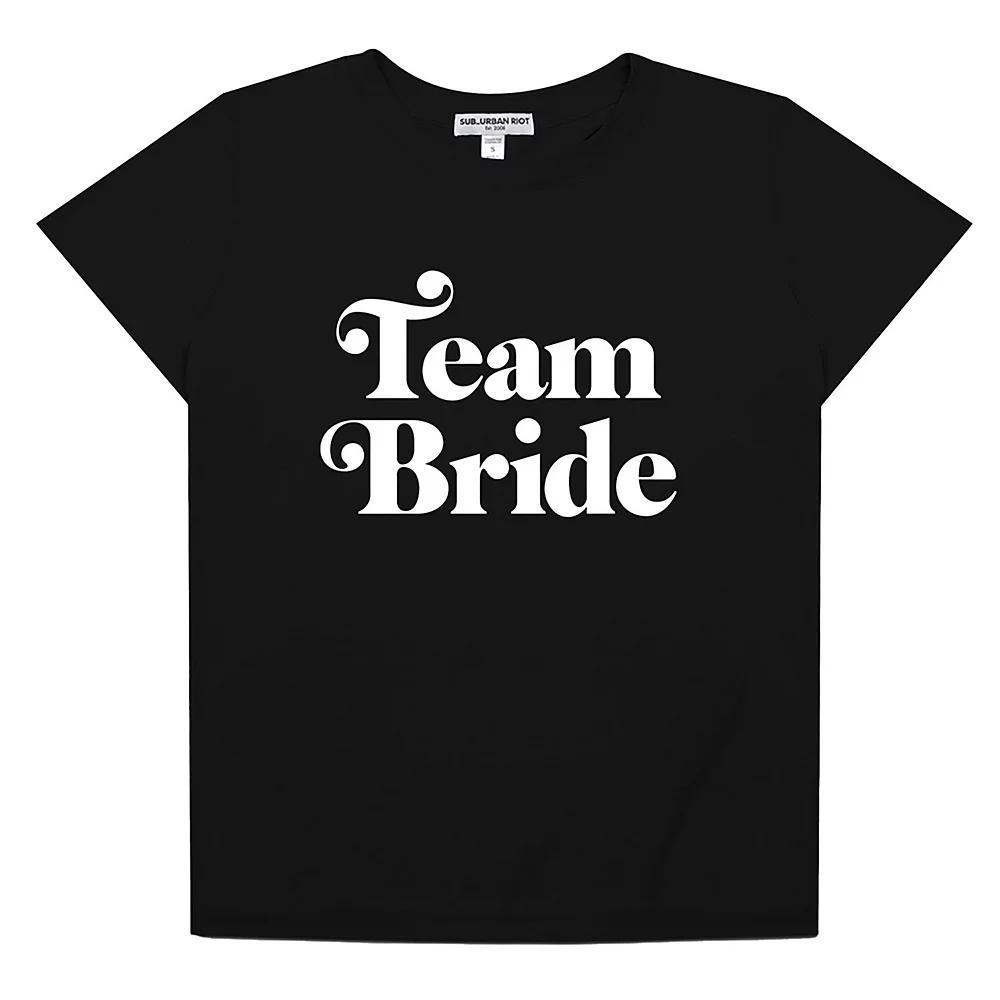 Women's Suburban Riot Team Bride Loose Fit Graphic Tee, Girl's, Size: Small, Black Product Image