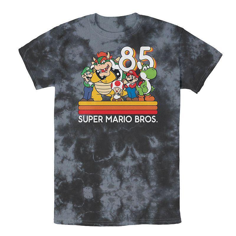 Mens Nintendo Super Mario Bros Tee Black Grey Product Image