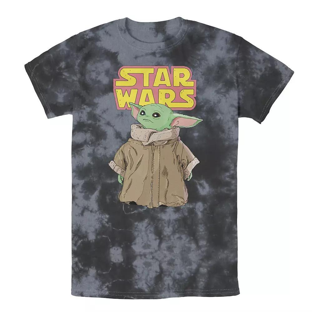 Men's Star Wars The Mandalorian The Child Cute Stare Logo Tee, Boy's, Size: Medium, Black Grey Product Image