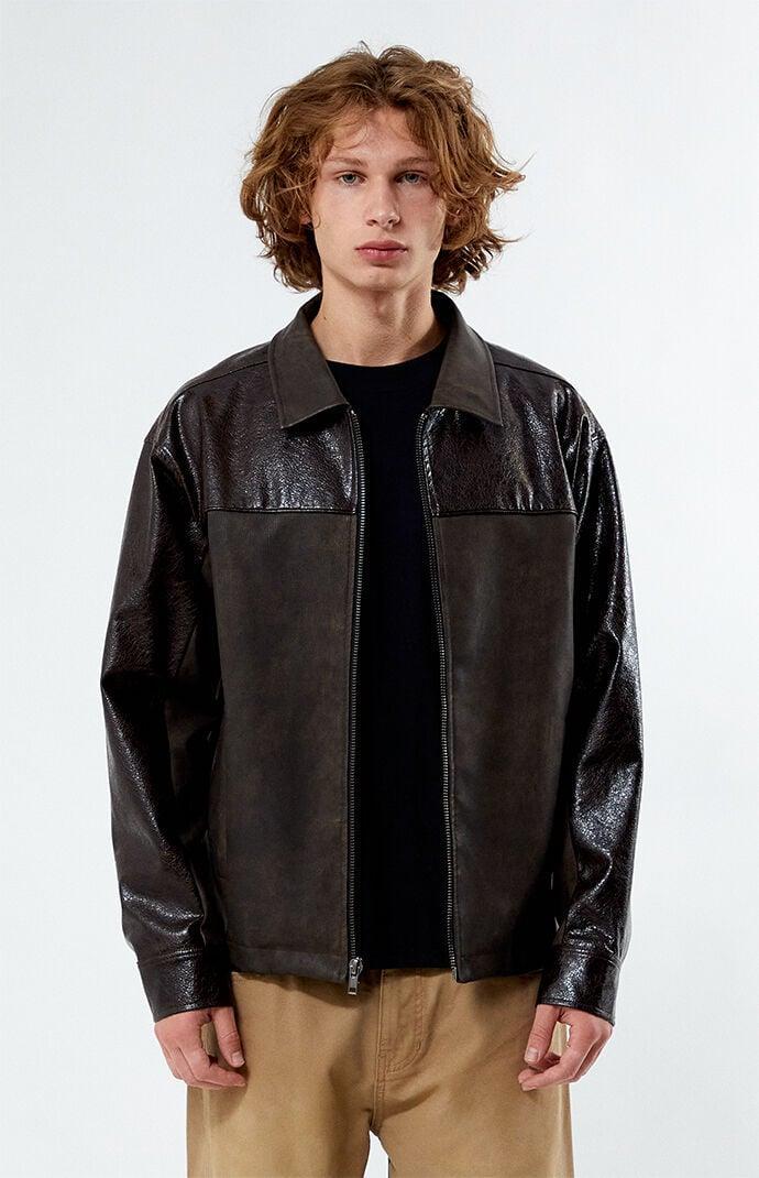 Men's Faux Leather Textured Jacket Product Image