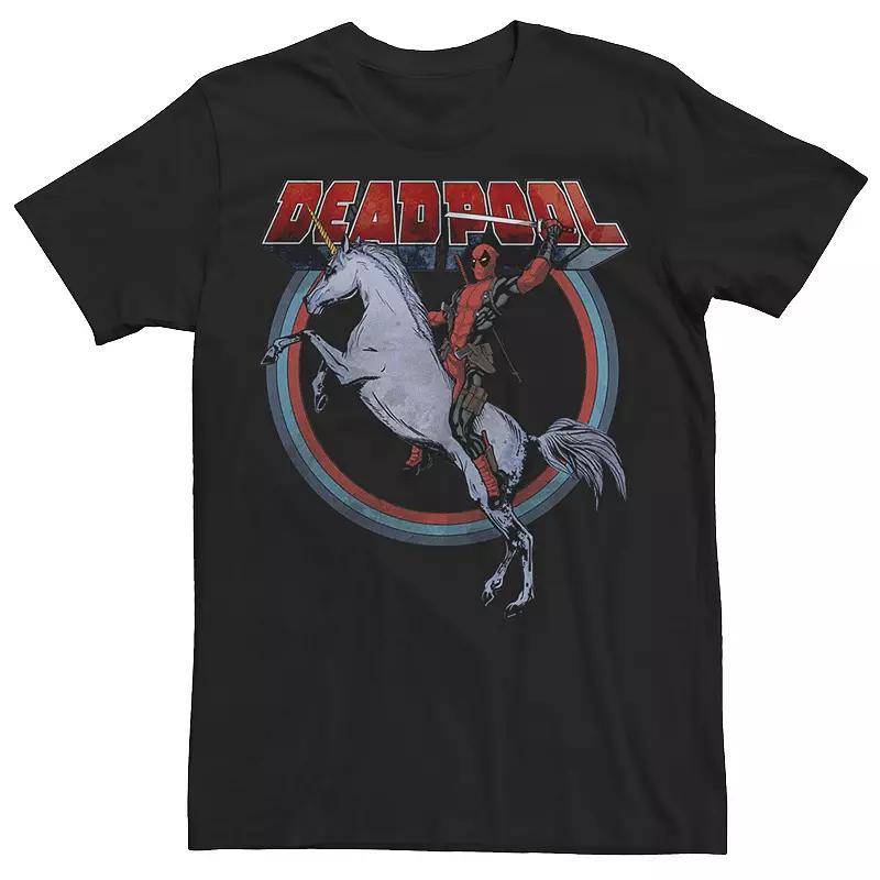 Men's Marvel Deadpool Riding A Unicorn Circle Tee, Size: XXL, Black Product Image