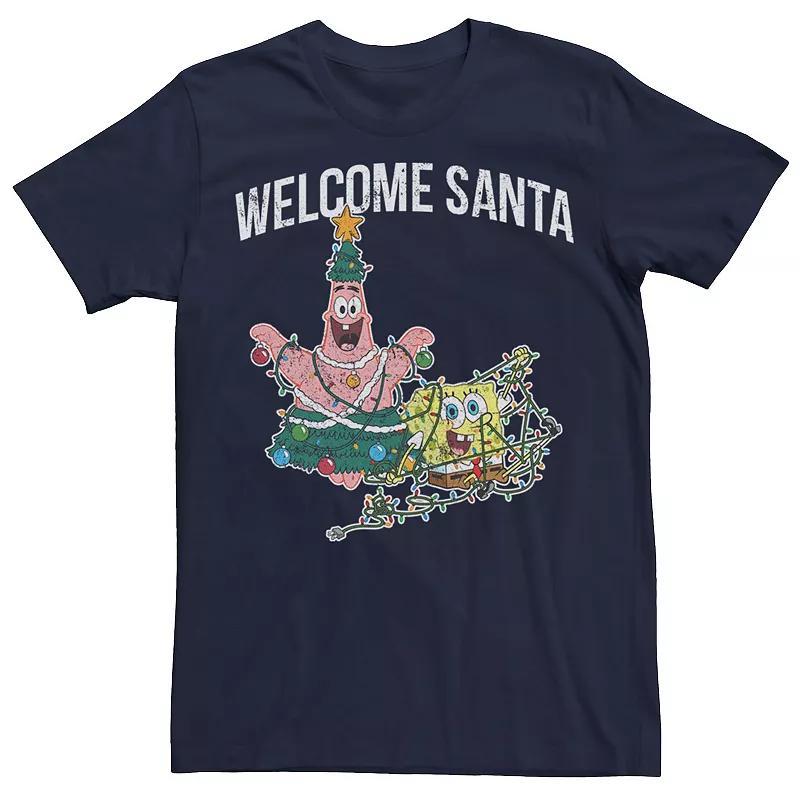 Men's Spongebob Squarepants Patrick Welcome Santa Tee, Size: XL, Blue Product Image