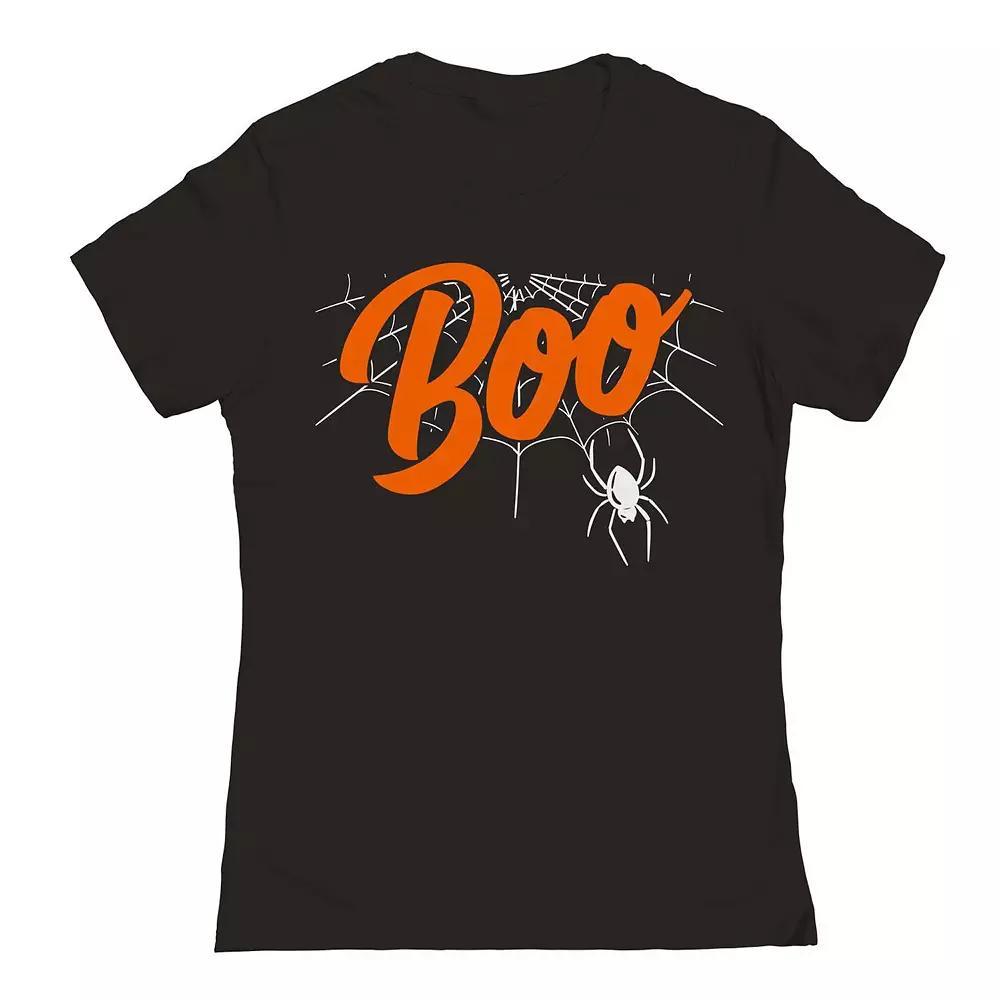 Juniors Boo Spiderweb Halloween Graphic Tee, Girls Product Image
