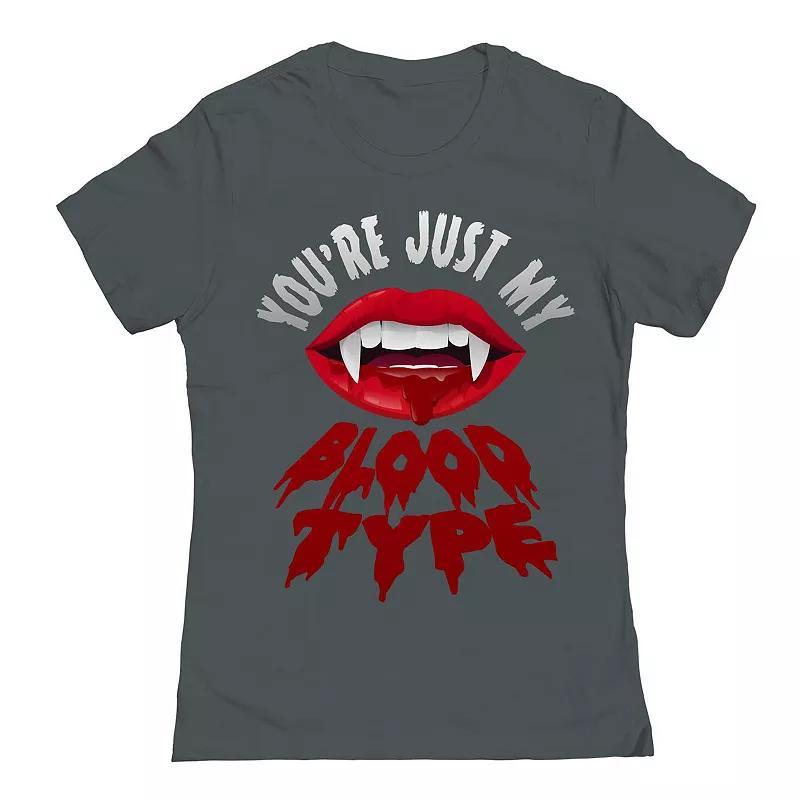 Junior's Blood Type Halloween Graphic Tee, Girl's, Size: Medium, Heavy Grey Product Image