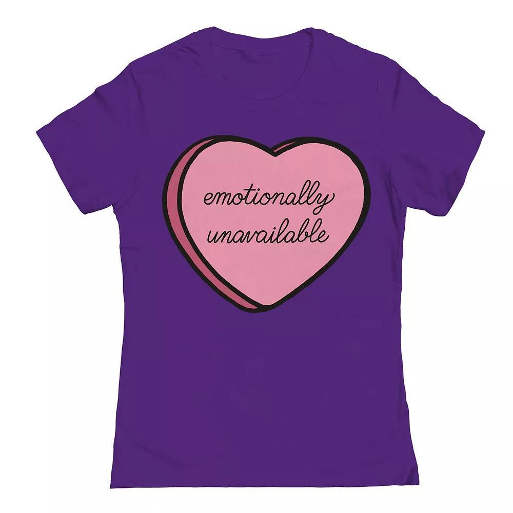 Junior's Emotionally Unavailable Valentine's Graphic Tee, Girl's, Size: XXL, Purple Rush Product Image