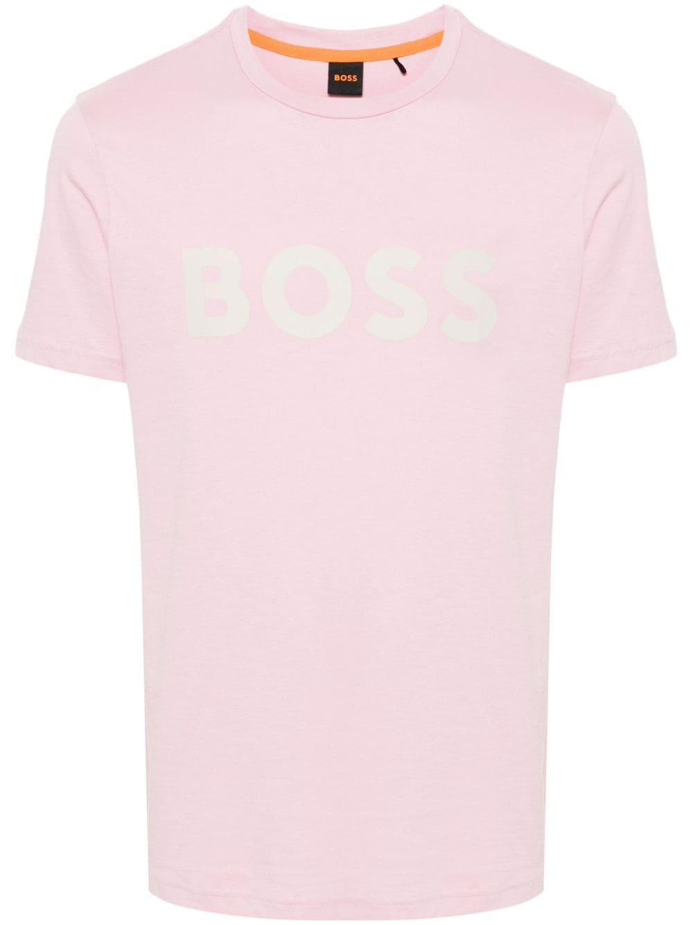 Rubber Logo Cotton T-shirt In Pink Product Image