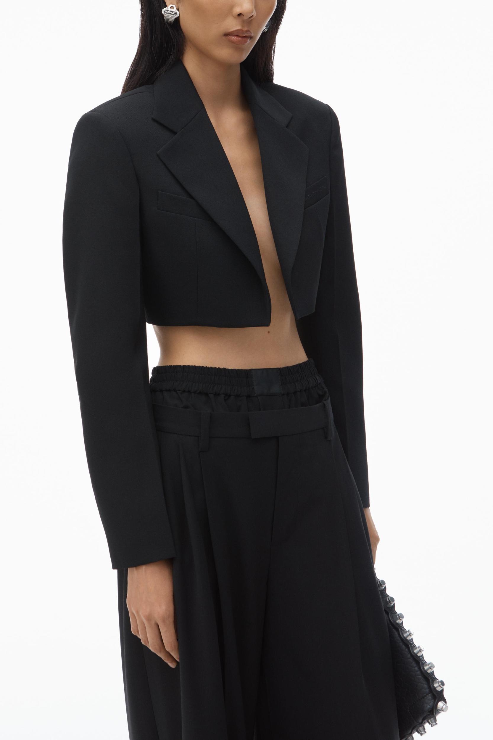 Cropped Tuxedo Blazer In Wool Tailoring Product Image