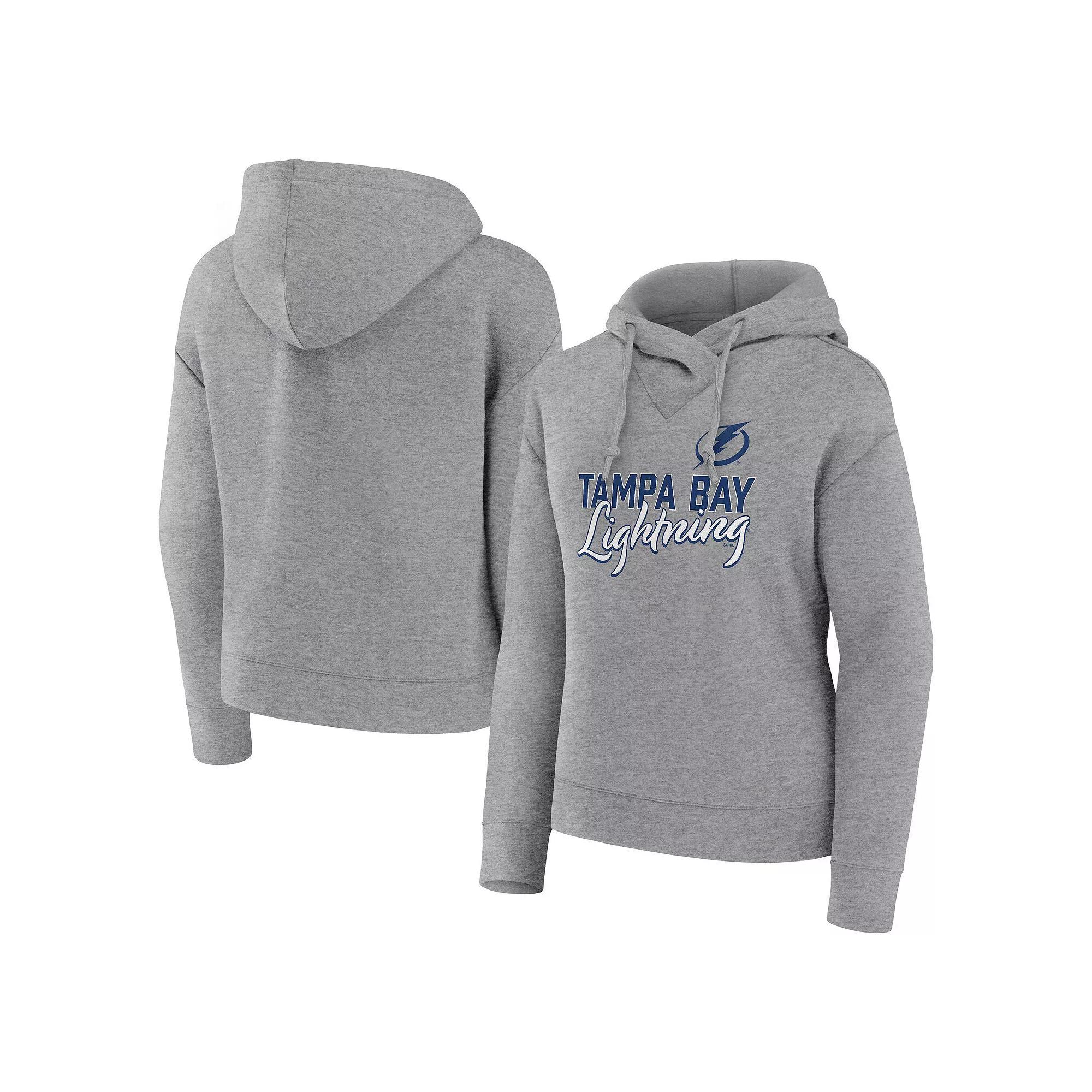 Women's Fanatics Branded Heather Gray Tampa Bay Lightning Script Favorite Pullover Hoodie, Size: Small, Lgh Grey Product Image