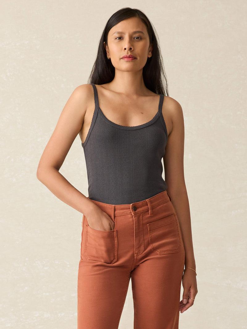 Pacific Pointelle Tank - Washed Black Product Image