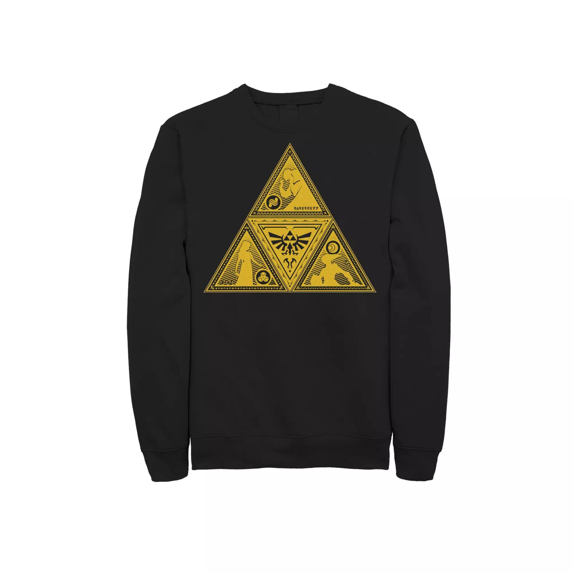 Men's Nintendo Legend Of Zelda Triforce Character Silhouette Fill Sweatshirt, Size: Medium, Black Product Image