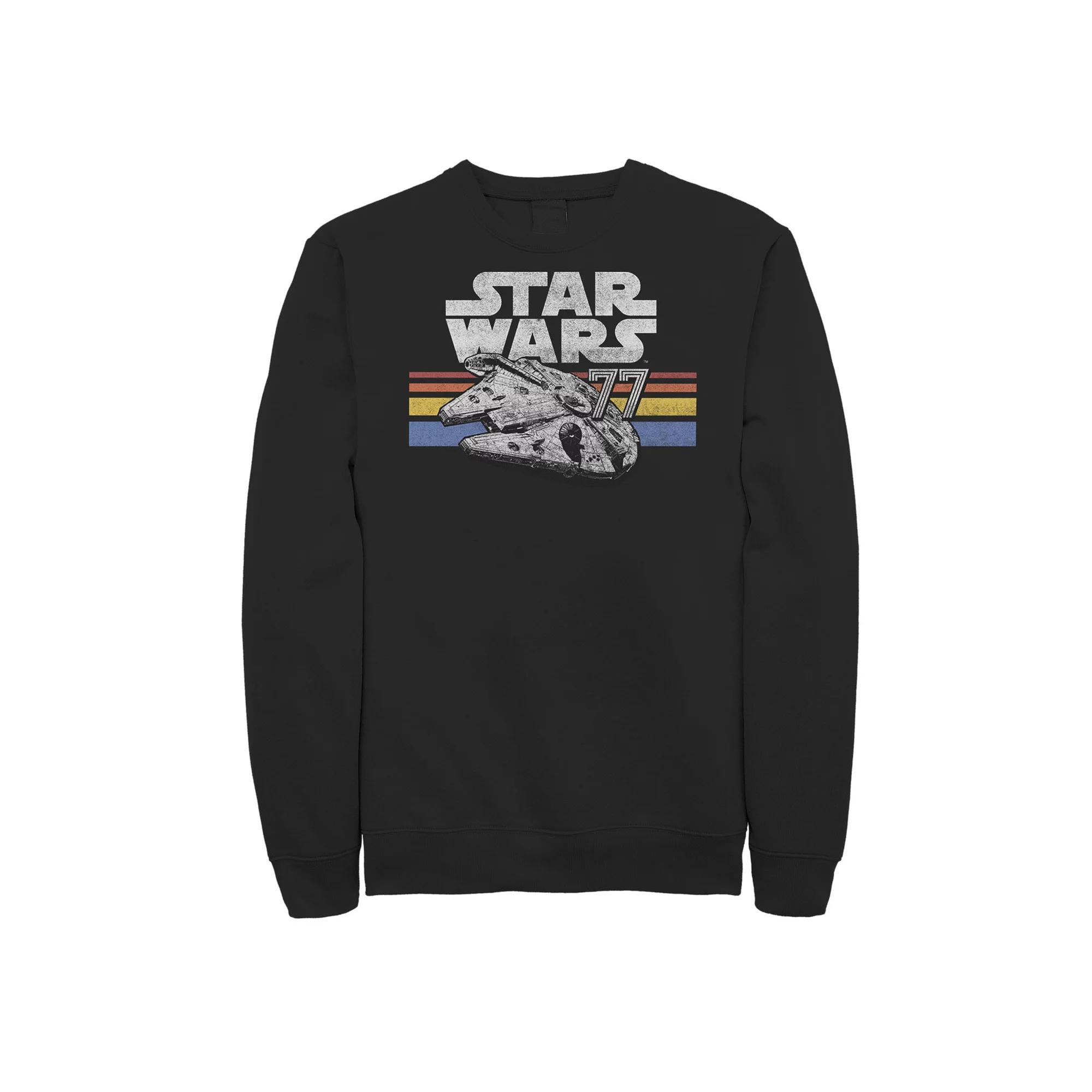 Big & Tall Star Wars Millennium Falcon 77 Retro Lines Logo Sweatshirt, Men's, Size: 3XL Tall, Black Product Image