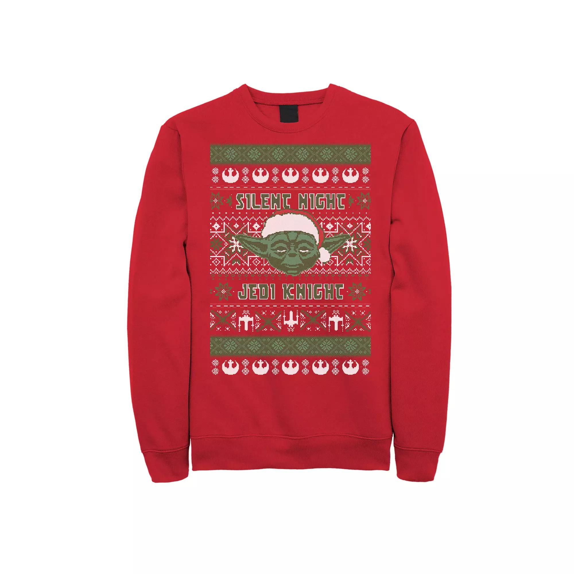 Men's Star Wars Yoda Silent Night Christmas Sweater Sweatshirt, Size: Medium, Red Product Image