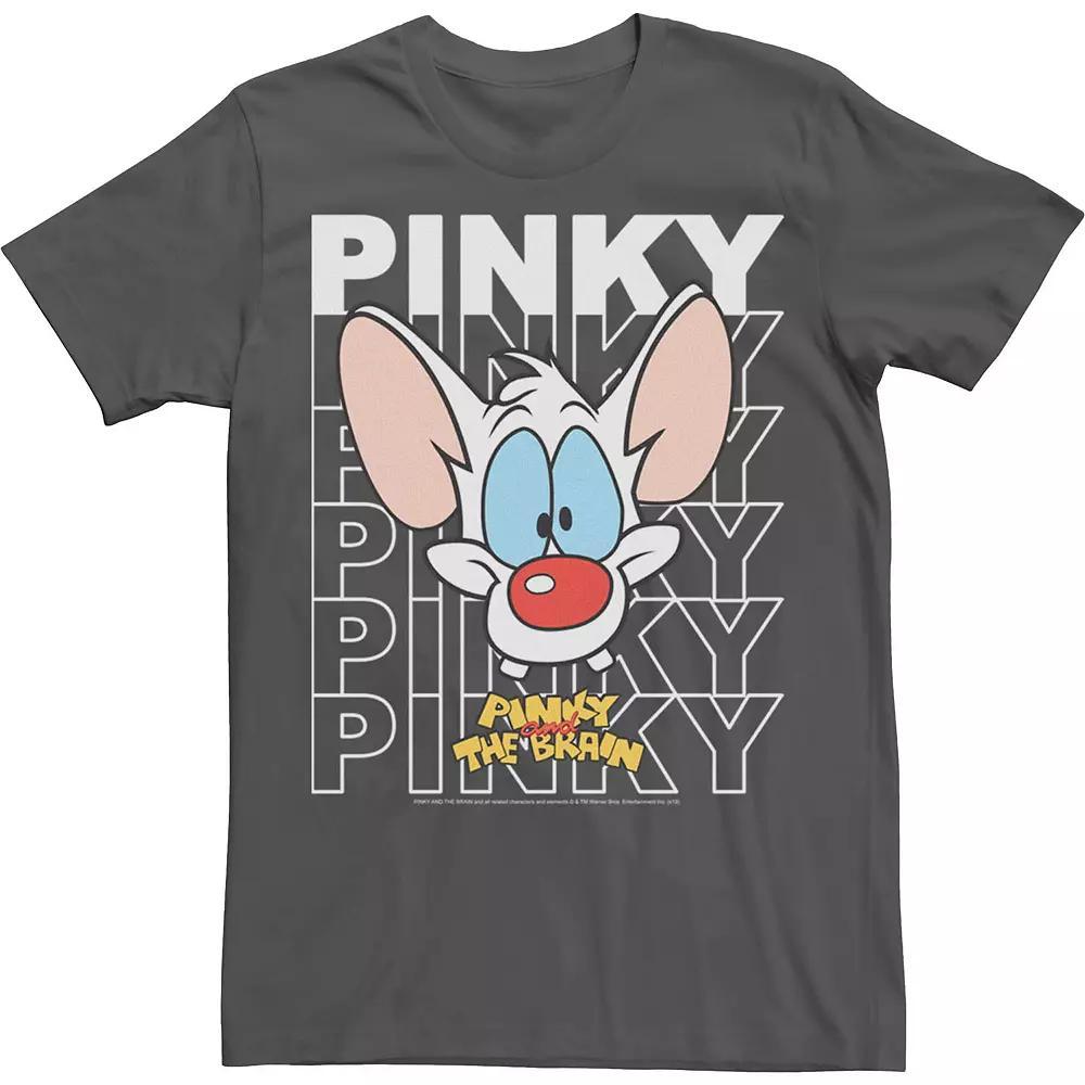 Men's Pinky And The Brain Pinky Text Stack Big Face Tee,  Product Image