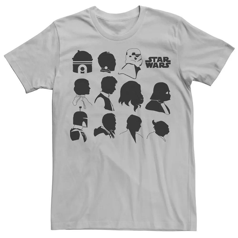 Men's Star Wars Main Character Side View Silhouette Tee, Size: Medium, Silver Product Image