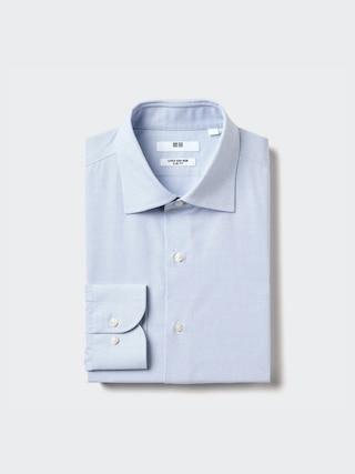 Mens Super Non-Iron Slim Shirt Spread Collar Checked Blue 3XL UNIQLO US Product Image