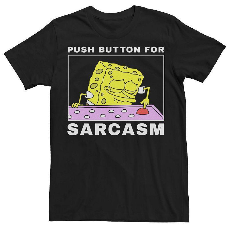 Men's SpongeBob SquarePants Push Button For Sarcasm Tee, Size: Medium, Black Product Image