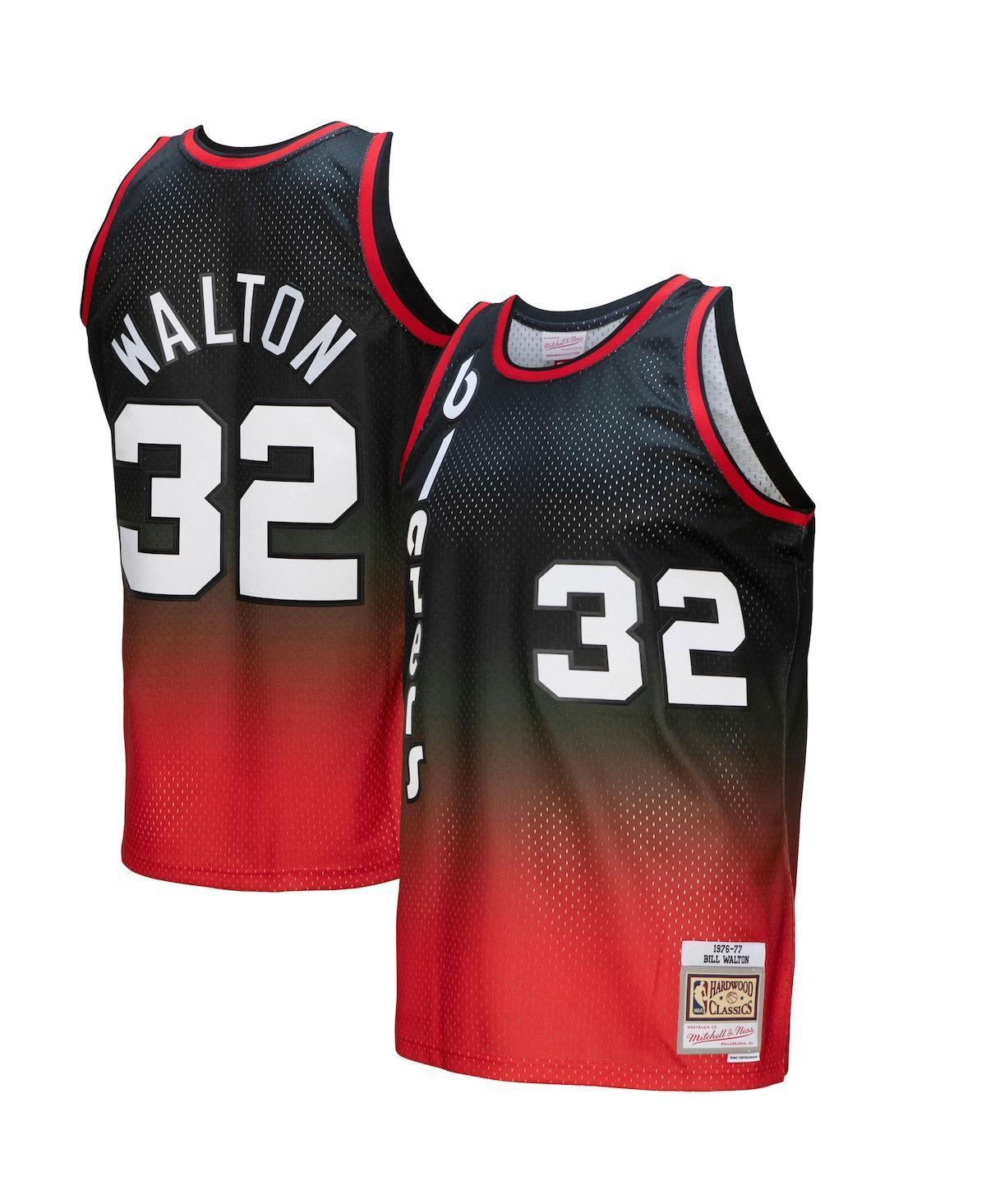 Mens Mitchell & Ness Bill Walton /Black Portland Trail Blazers 1976/77 Hardwood Classics Fadeaway Swingman Player Jersey Product Image