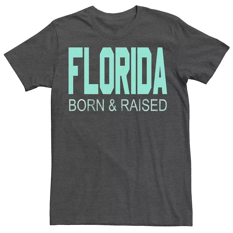 Men's Florida Born & Raised Vibrant Cyan Tee, Size: Large, Grey Heather Product Image