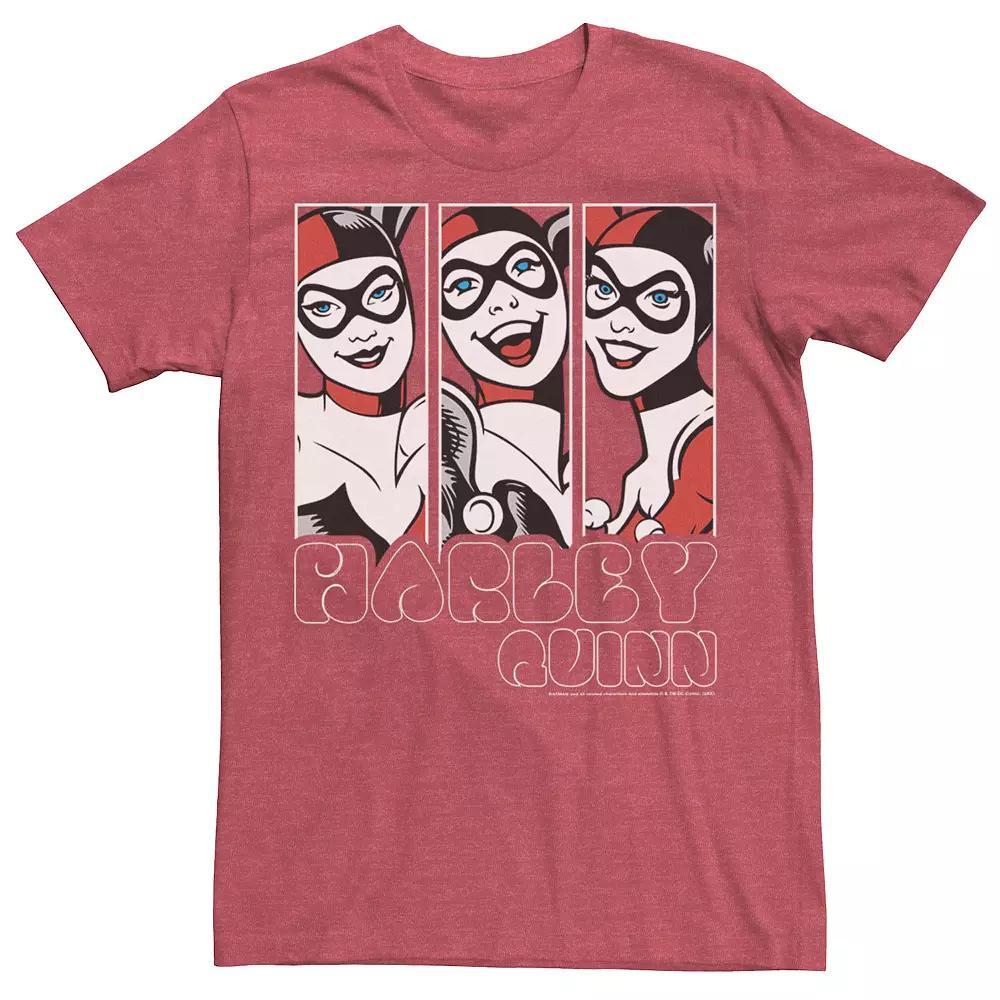 Men's Batman Harley Quinn Vintage Portrait Panel Tee, Size: 3XL, Red Hthr Product Image